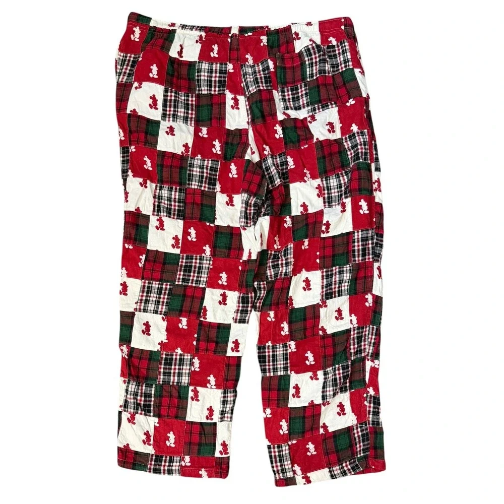 Disney Parks Mickey Mouse Christmas Patchwork Plaid Flannel Pajama Pants XL Red - Picture 3 of 10